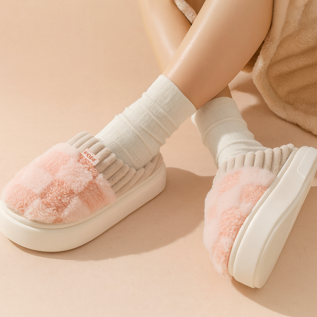 Chaussons unisexes à carreaux | Chaussons chauds, confortables et antidérapants pour l'hiver 5