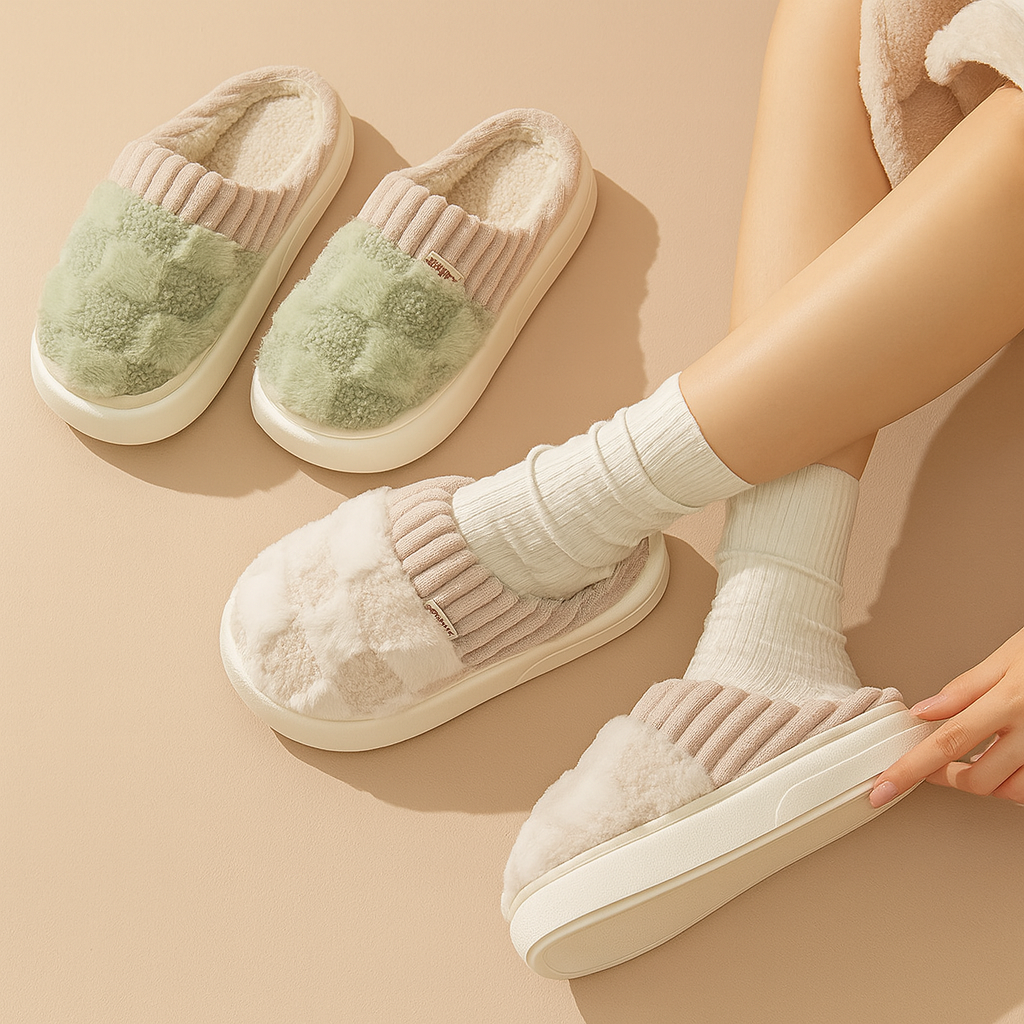Chaussons unisexes à carreaux | Chaussons chauds, confortables et antidérapants pour l'hiver 6