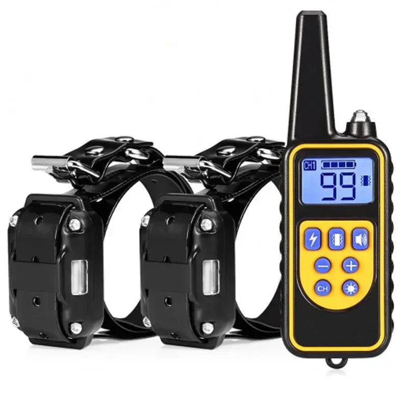 Collier de chien électrique imperméable avec télécommande - rechargeable, réglable pour toutes les tailles, options d'entraînement humain 0