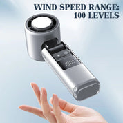 Cooliox mini ventilateur à main | 100 éoliennes et écran numérique | Barre de chargement pliable et USB | Batterie de 4000mAh 2