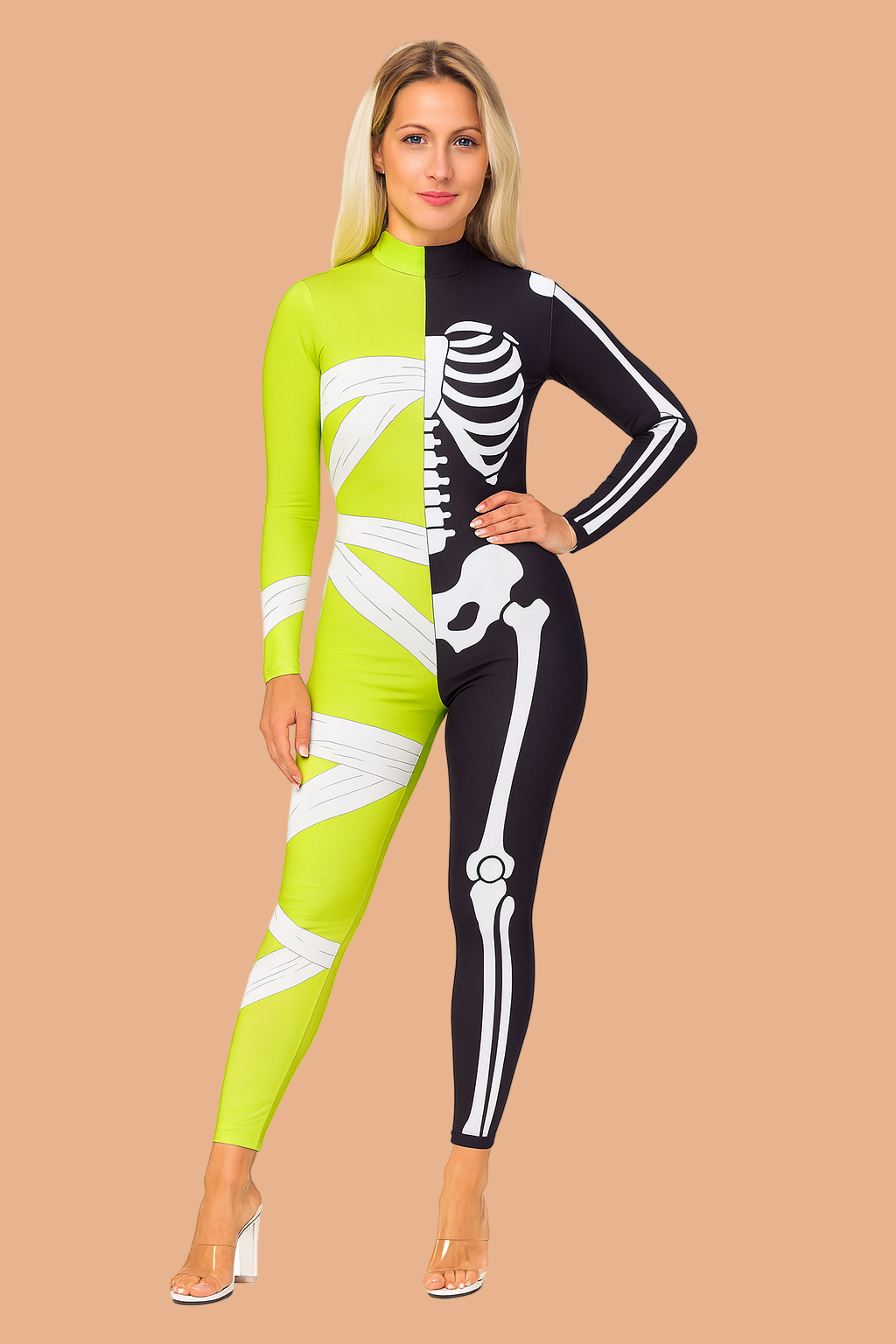 Costume d'Halloween pour femme, combinaison squelette et momie 1