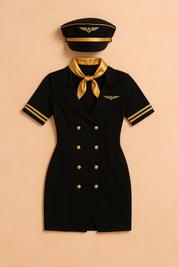 Costume d'hôtesse de l'air pour femme pour fêtes et déguisements 1