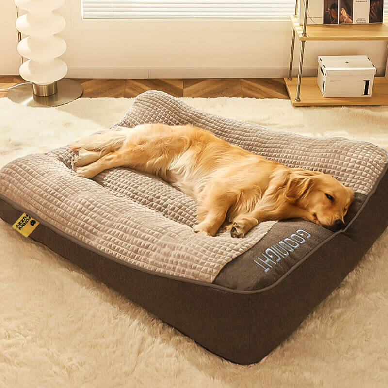 Coussin orthopédique pour chien – Grand panier épais pour chien avec support de cou et housse amovible et lavable 0