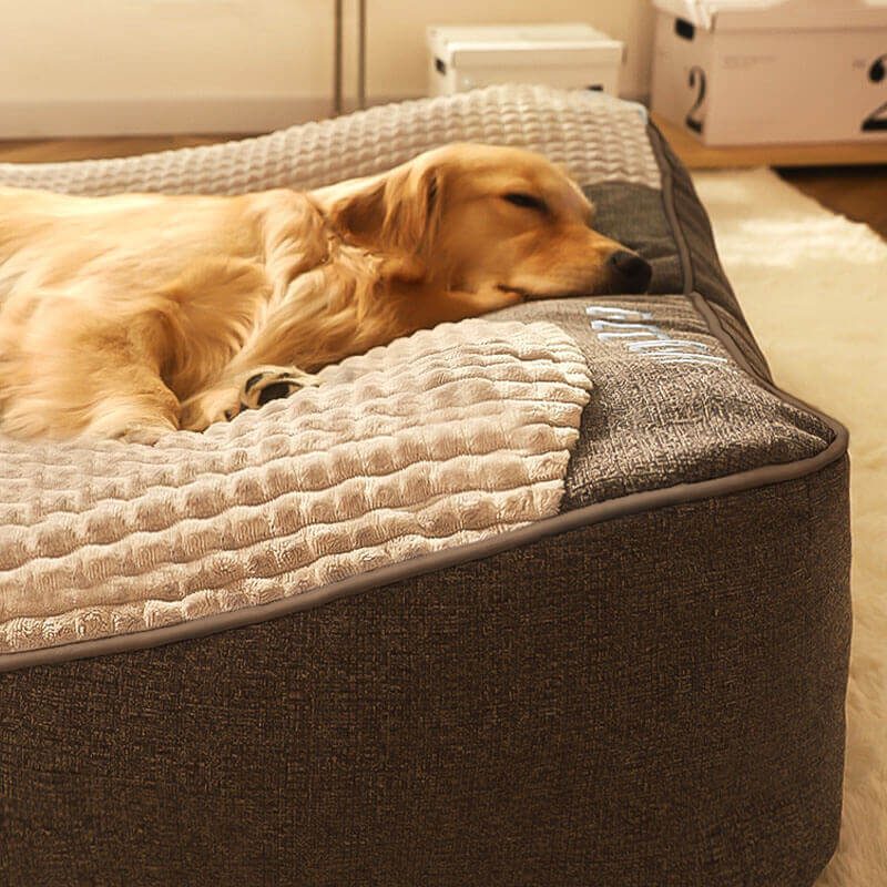 Coussin orthopédique pour chien – Grand panier épais pour chien avec support de cou et housse amovible et lavable 4