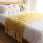 Couverture à chevrons pour femme avec franges en microfibre mélangée 0