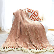 Couverture à chevrons pour femme avec franges en microfibre mélangée 1