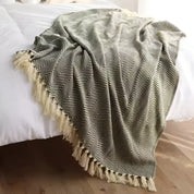 Couverture à chevrons pour femme avec franges en microfibre mélangée 7