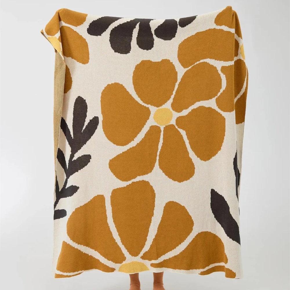 Couverture à motif floral scandinave pour la maison en 100 % coton 0