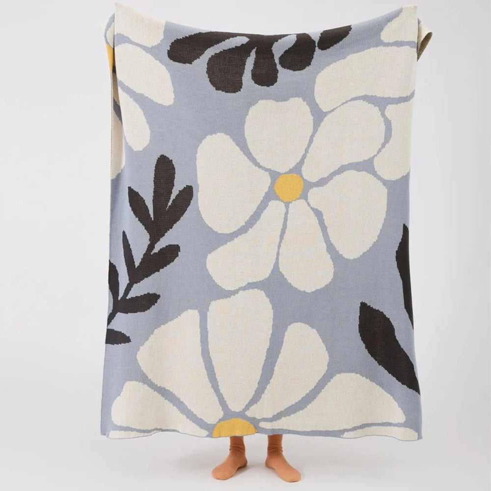Couverture à motif floral scandinave pour la maison en 100 % coton 1
