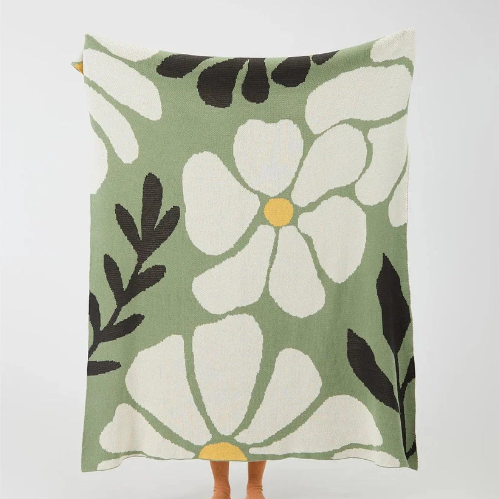 Couverture à motif floral scandinave pour la maison en 100 % coton 2