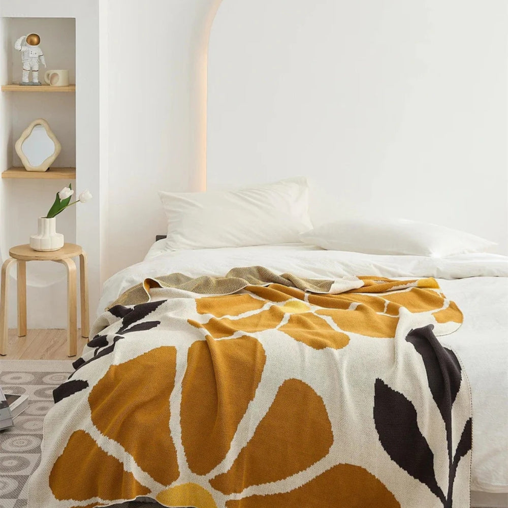 Couverture à motif floral scandinave pour la maison en 100 % coton 3