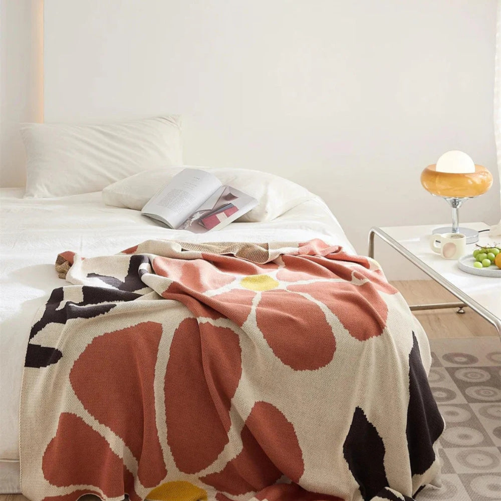 Couverture à motif floral scandinave pour la maison en 100 % coton 7