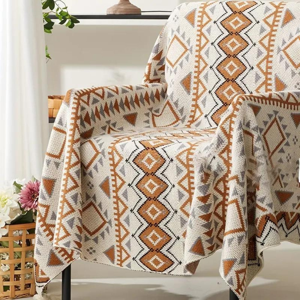 Couverture bohème chic pour femme en polyester et coton chaud 1
