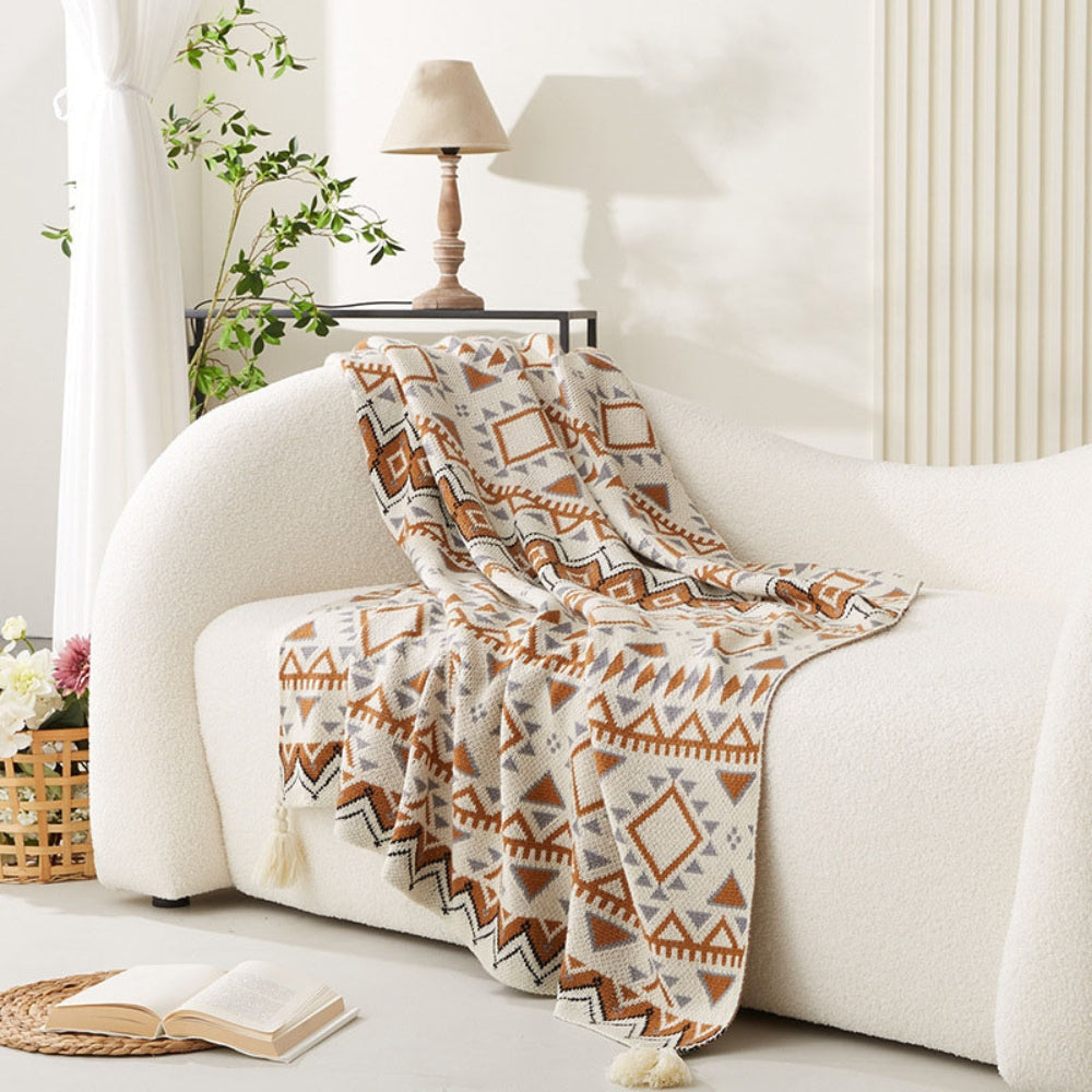 Couverture bohème chic pour femme en polyester et coton chaud 2