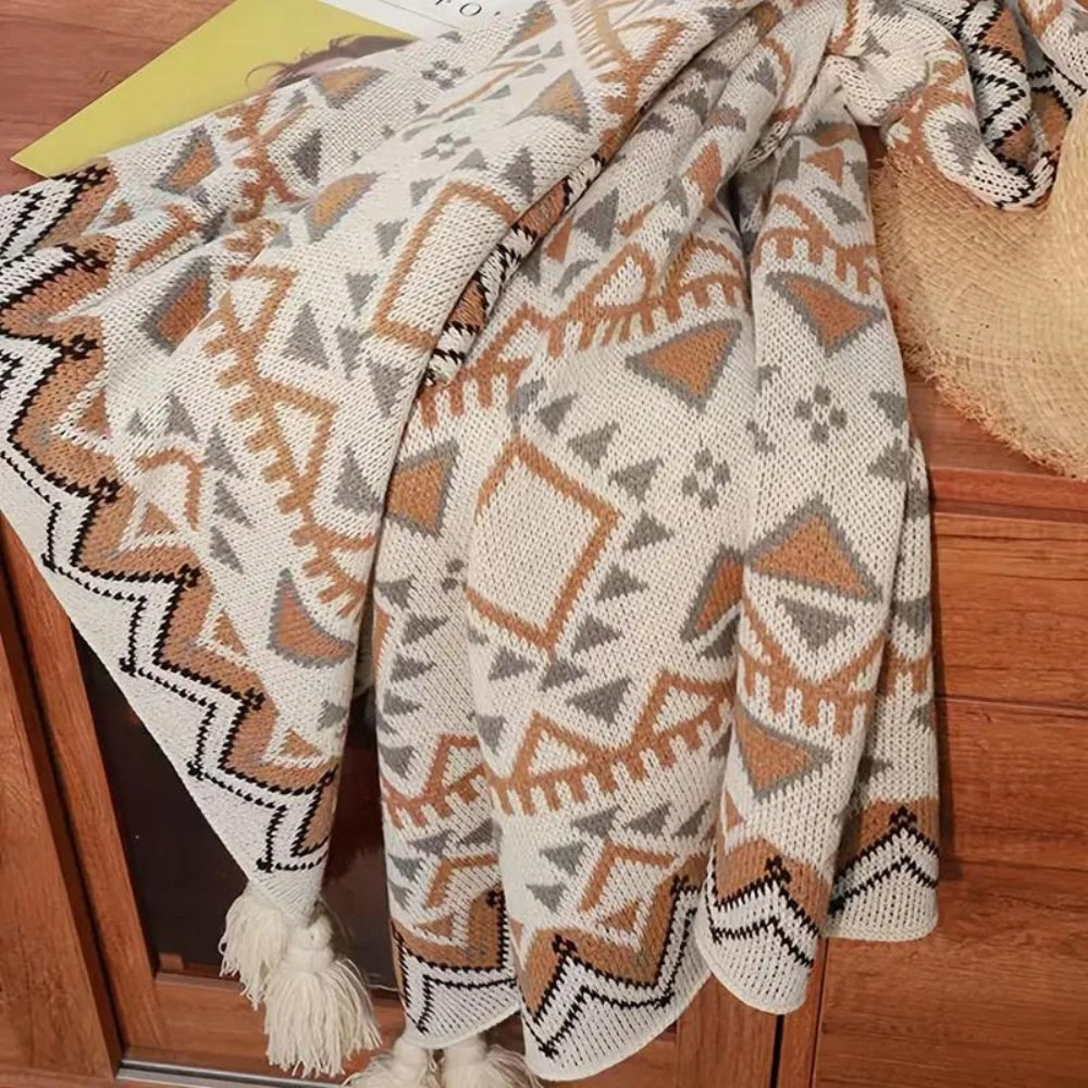 Couverture bohème chic pour femme en polyester et coton chaud 5