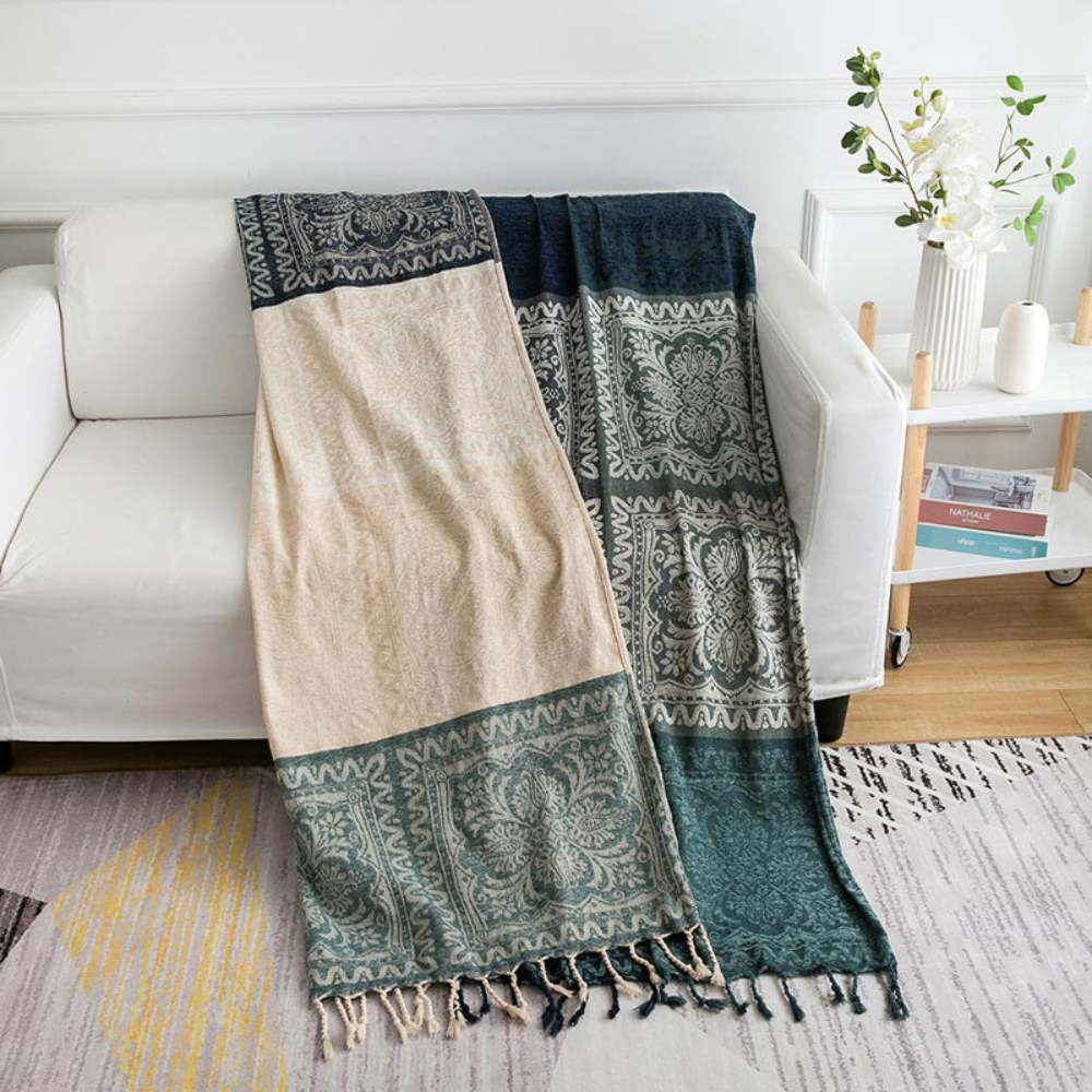 Couverture douillette à franges pour la maison 100% chenille Design bohème 1