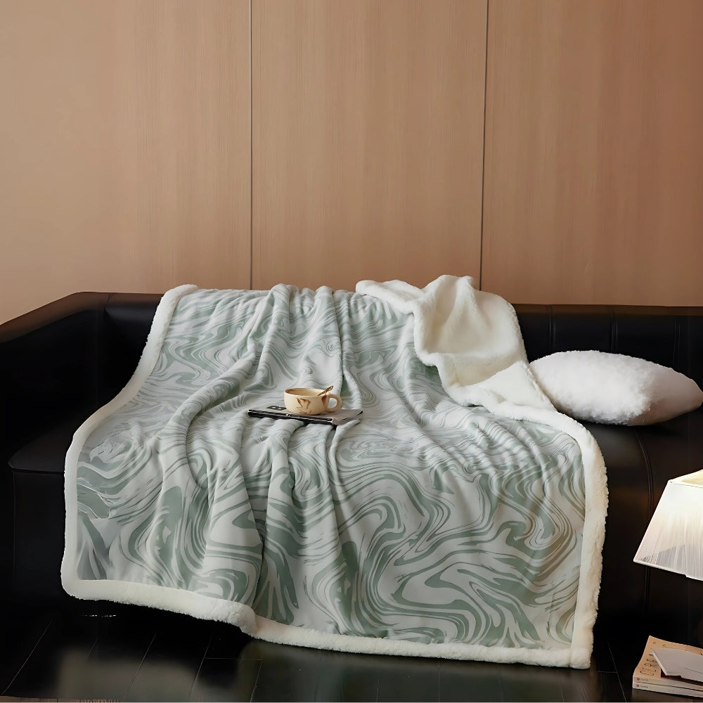 Couverture douillette élégante pour femme avec motif tourbillon de marbre en polaire berbère 2