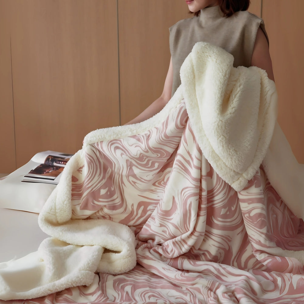 Couverture douillette élégante pour femme avec motif tourbillon de marbre en polaire berbère 5