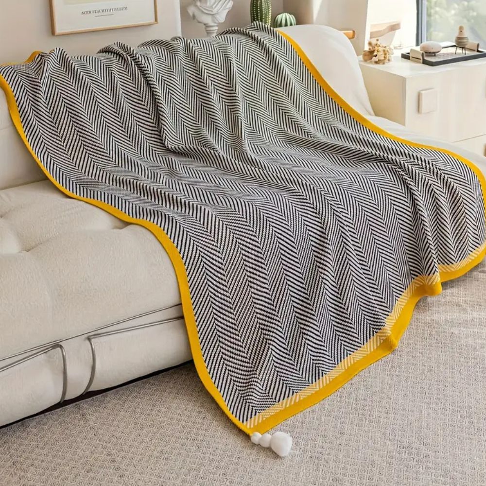 Couverture douillette géométrique en acrylique pour femme, idéale pour la maison et les voyages 5