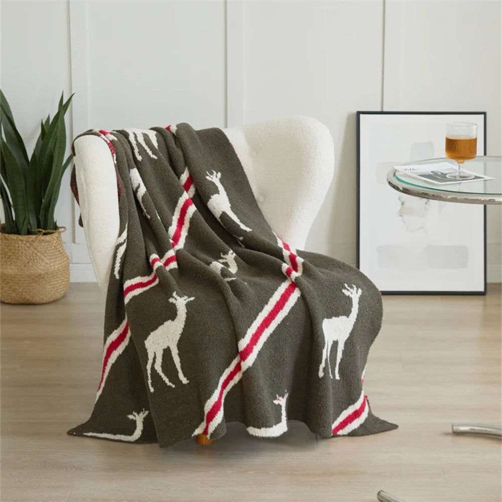 Couverture douillette pour adultes avec motif cerf en microfibre douce 0