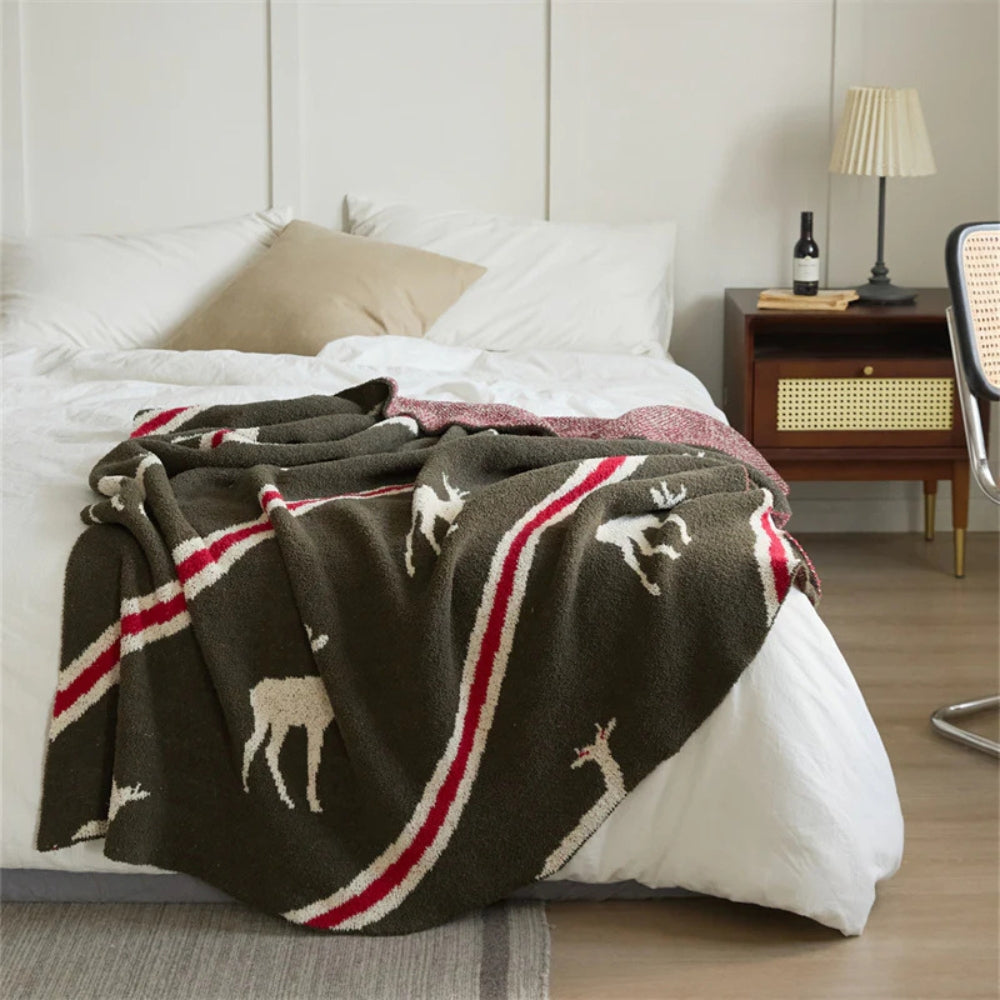 Couverture douillette pour adultes avec motif cerf en microfibre douce 1
