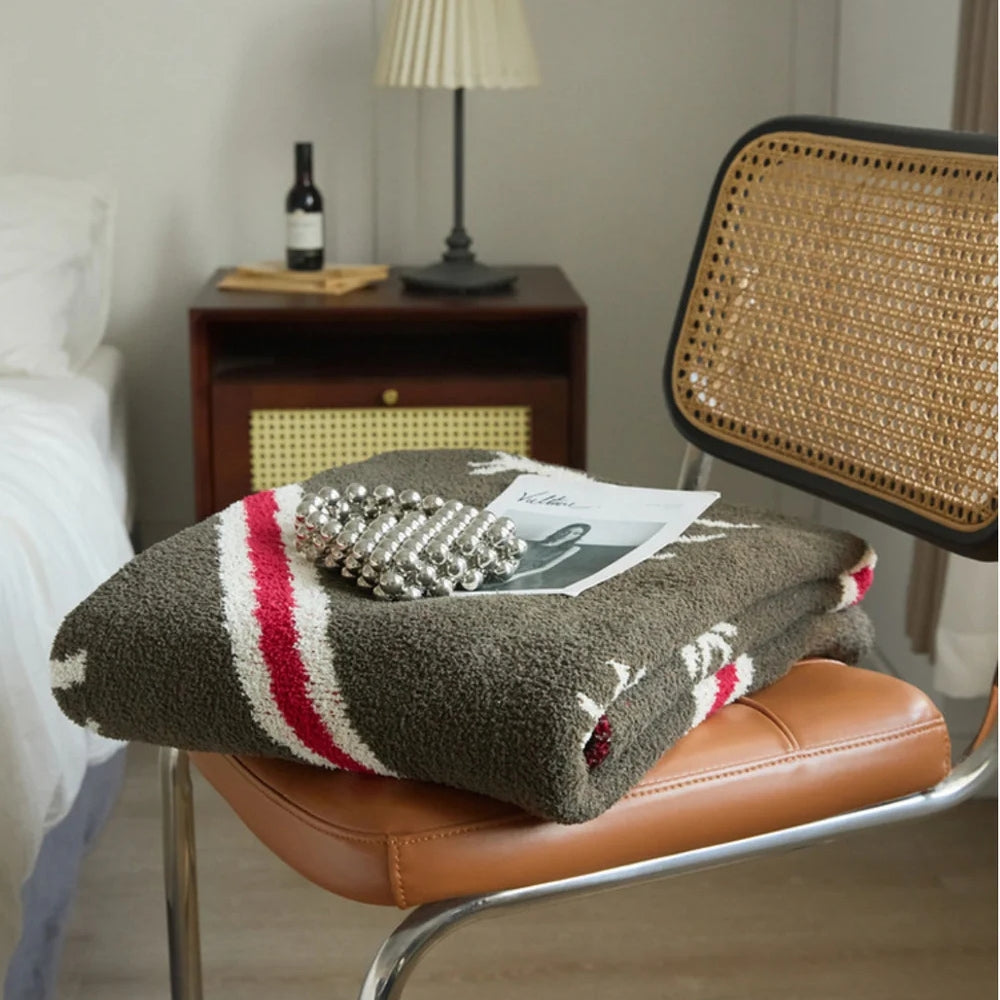 Couverture douillette pour adultes avec motif cerf en microfibre douce 2