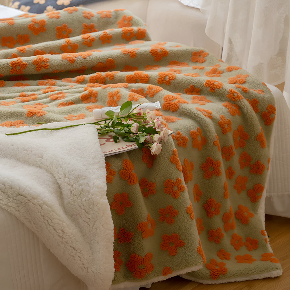 Couverture douillette pour femme avec motif floral rétro en microfibre 5