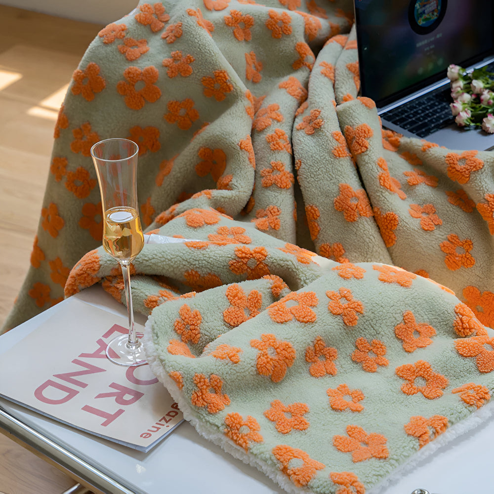 Couverture douillette pour femme avec motif floral rétro en microfibre 6