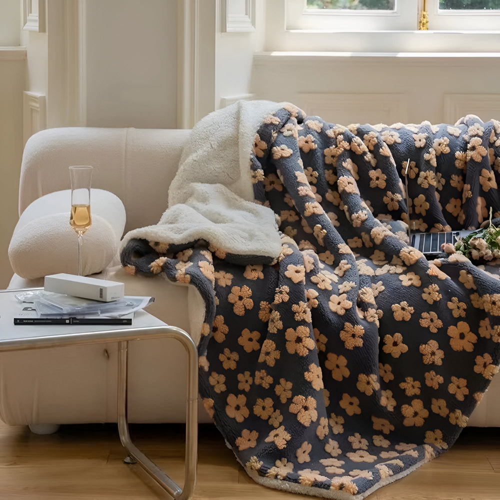 Couverture douillette pour femme avec motif floral rétro en microfibre 7
