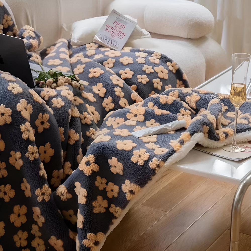 Couverture douillette pour femme avec motif floral rétro en microfibre 8