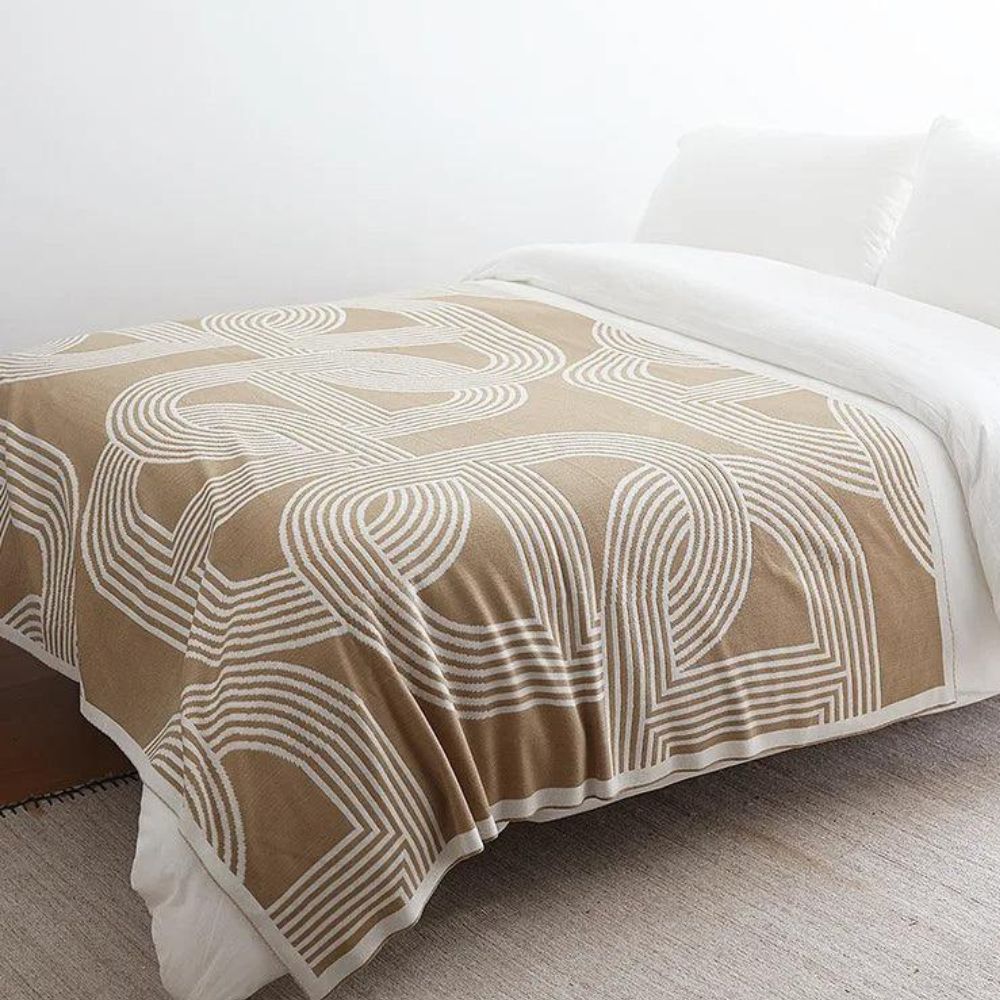 Couverture douillette pour la maison avec motif géométrique en tissu tricoté de haute qualité 0