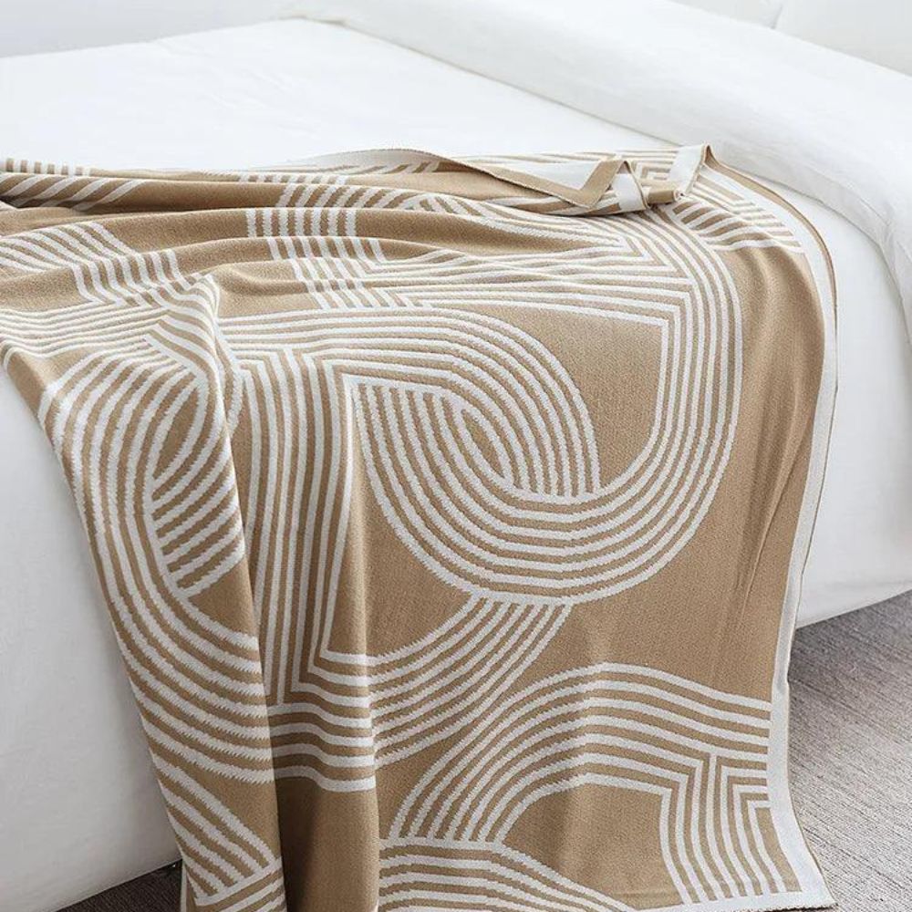 Couverture douillette pour la maison avec motif géométrique en tissu tricoté de haute qualité 7