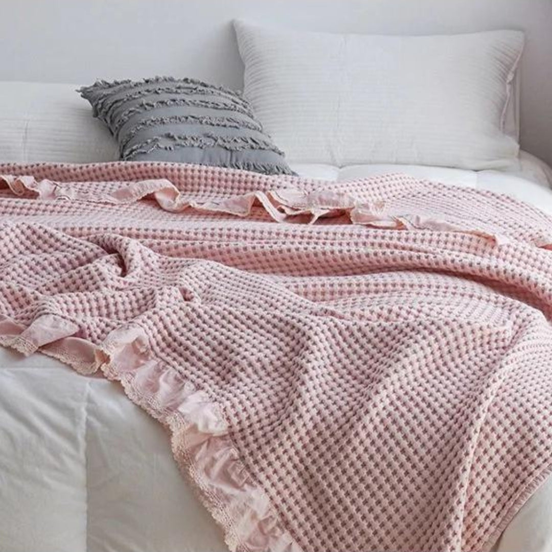 Couverture douillette structure gaufrée pour adultes en coton doux 3