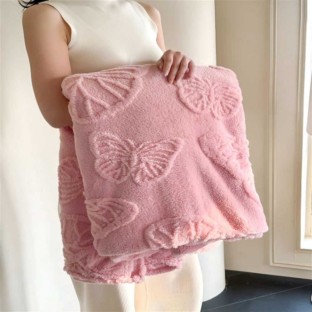 Couverture élégante en flanelle pour la maison avec motif papillon 3D en microfibre 1