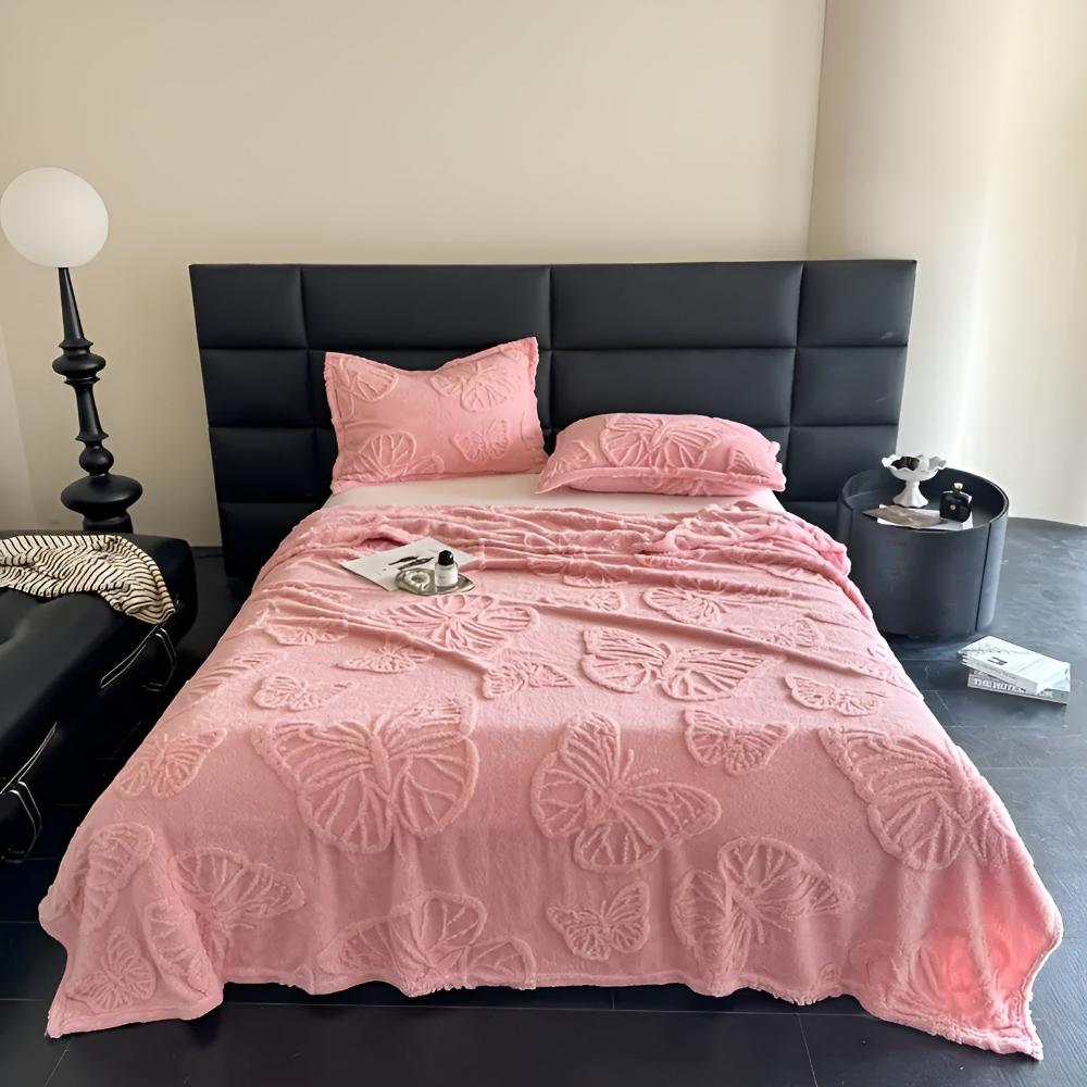 Couverture élégante en flanelle pour la maison avec motif papillon 3D en microfibre 11
