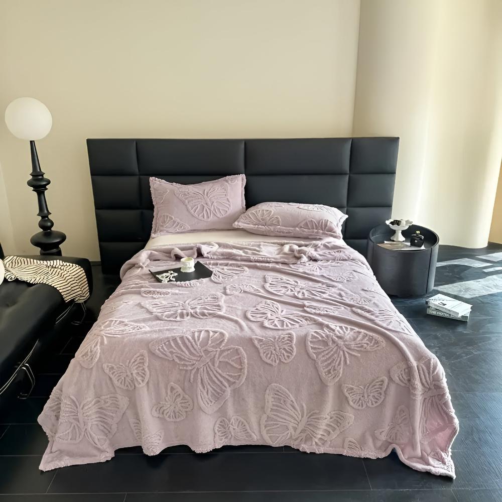 Couverture élégante en flanelle pour la maison avec motif papillon 3D en microfibre 12