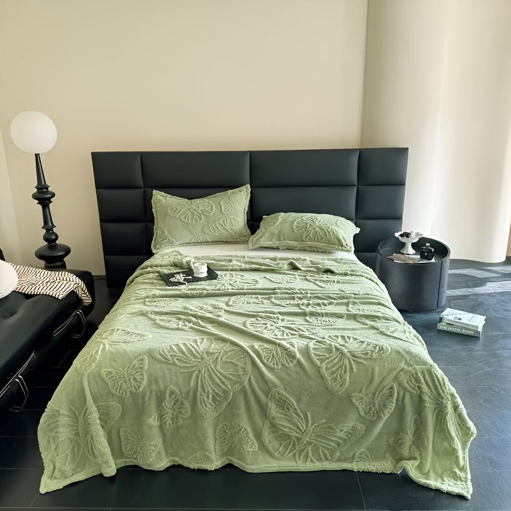 Couverture élégante en flanelle pour la maison avec motif papillon 3D en microfibre 13
