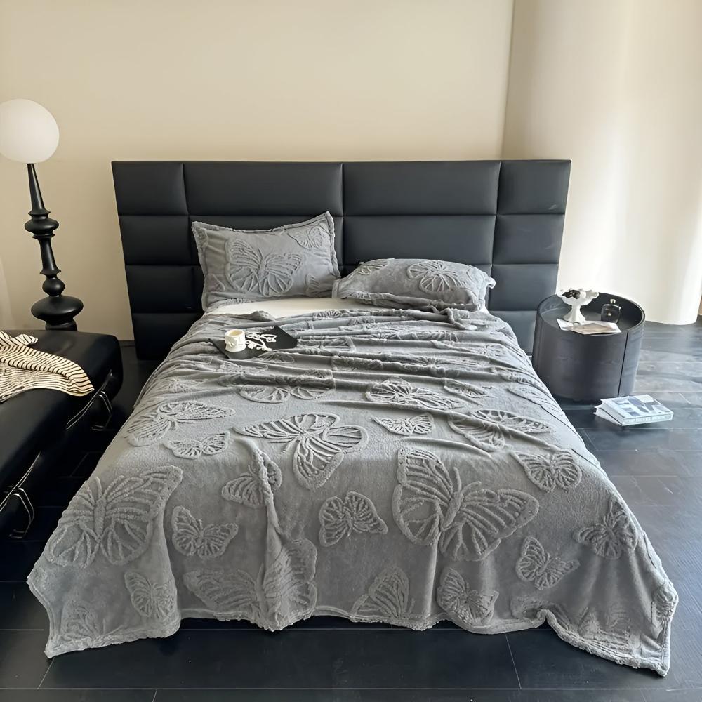 Couverture élégante en flanelle pour la maison avec motif papillon 3D en microfibre 14