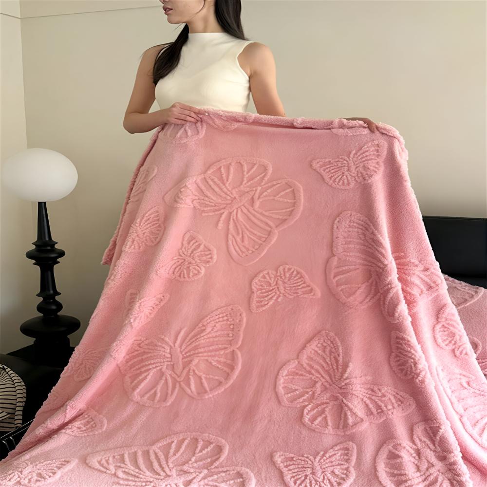 Couverture élégante en flanelle pour la maison avec motif papillon 3D en microfibre 5