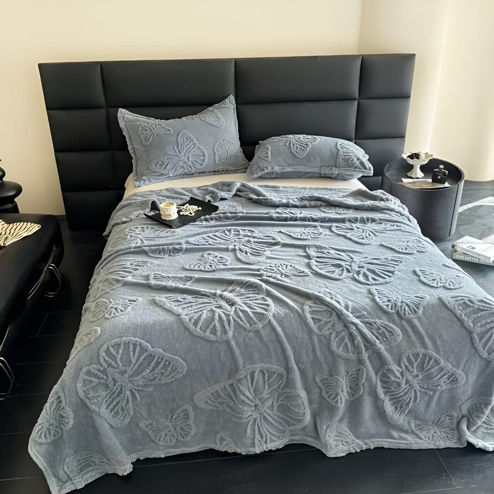 Couverture élégante en flanelle pour la maison avec motif papillon 3D en microfibre 7