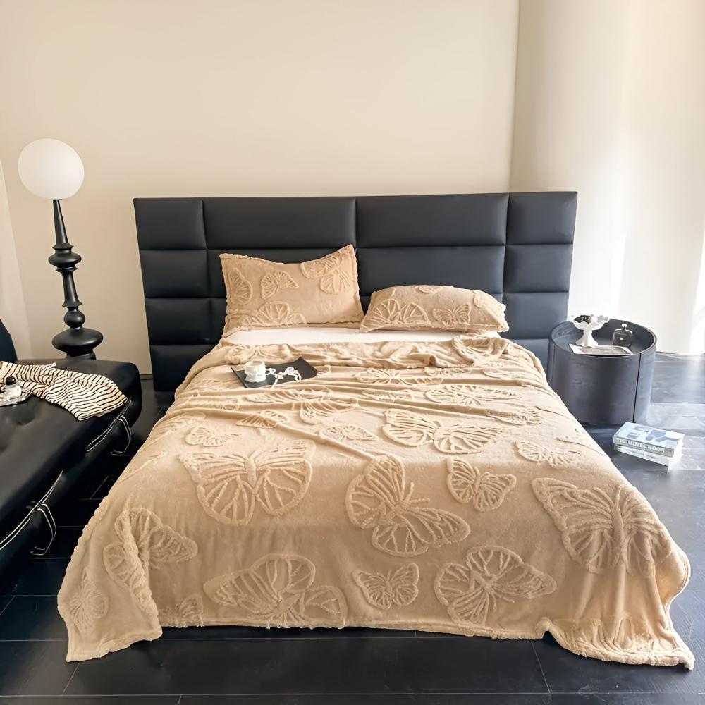 Couverture élégante en flanelle pour la maison avec motif papillon 3D en microfibre 8