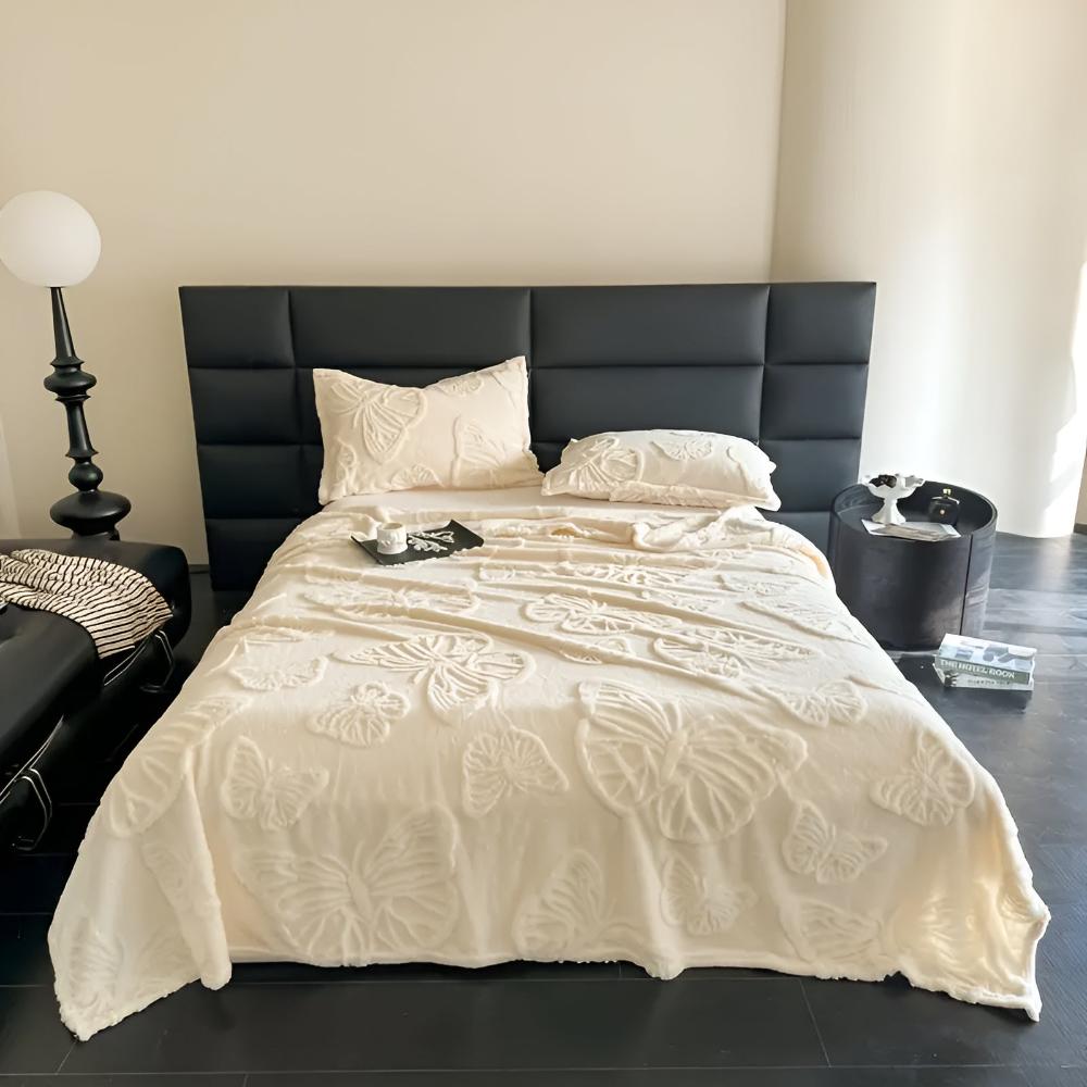 Couverture élégante en flanelle pour la maison avec motif papillon 3D en microfibre 9