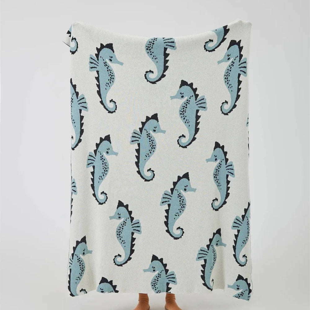 Couverture élégante pour la maison avec motif hippocampe en coton 2