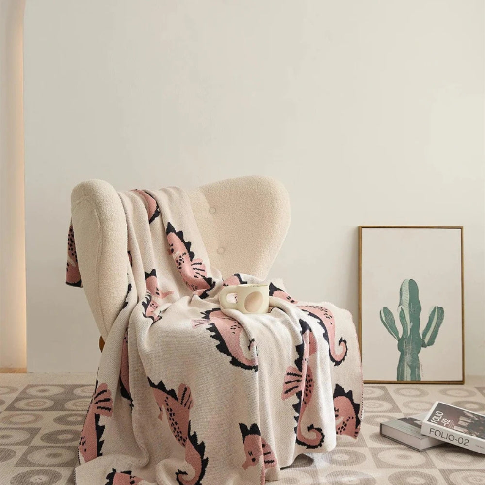 Couverture élégante pour la maison avec motif hippocampe en coton 6