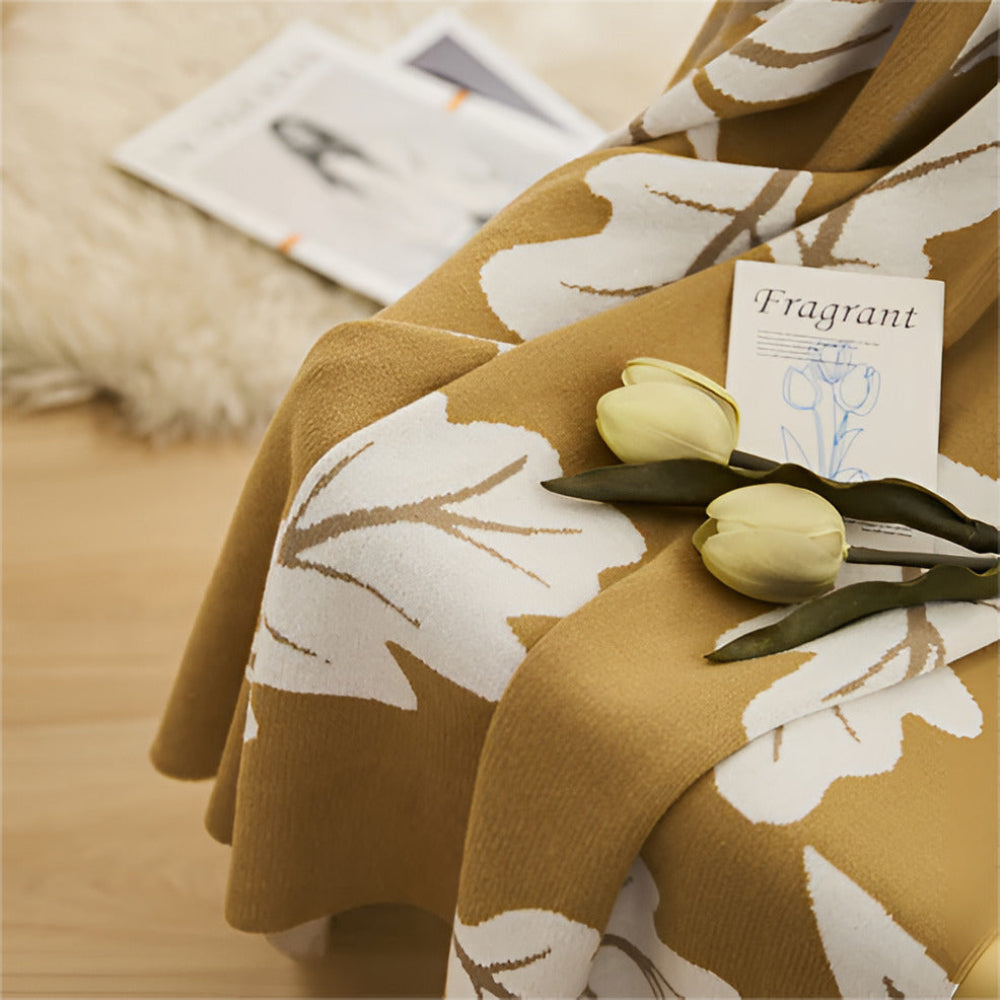Couverture en coton pour la maison, motif feuilles élégant, respirante, 130x160 cm 4