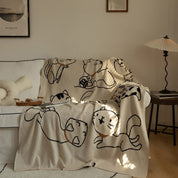 Couverture en laine douillette pour adultes avec motif chat en 100% coton 1
