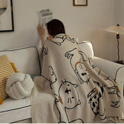 Couverture en laine douillette pour adultes avec motif chat en 100% coton 3