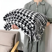 Couverture en laine pour femme, motif pied-de-poule élégant, laine synthétique 1