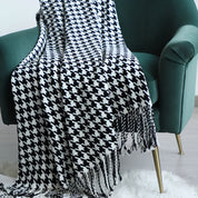 Couverture en laine pour femme, motif pied-de-poule élégant, laine synthétique 5