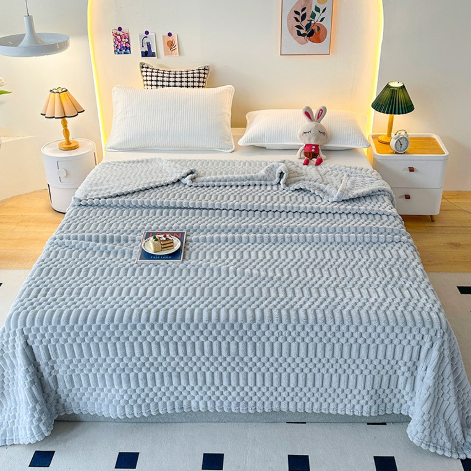 Couverture en microfibre pour homme et femme avec motif galets, ultra douce et douillette 0